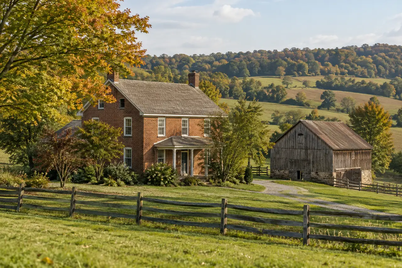 AI-generated illustration of a representative York County farmhouse