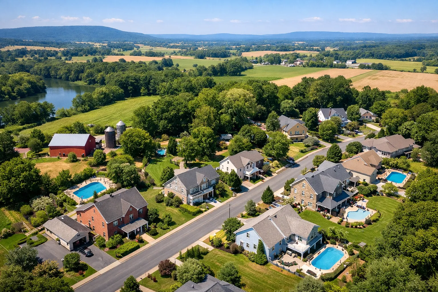 Drone Image Of Houses In Central Pa